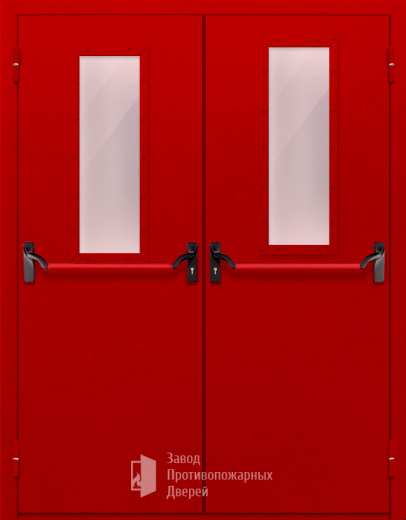 Фото двери «Двупольная с стеклом и антипаникой (красная)» в Королеву