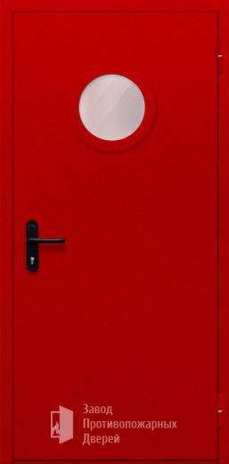 Фото двери «Однопольная с круглым стеклом (красная)» в Королеву