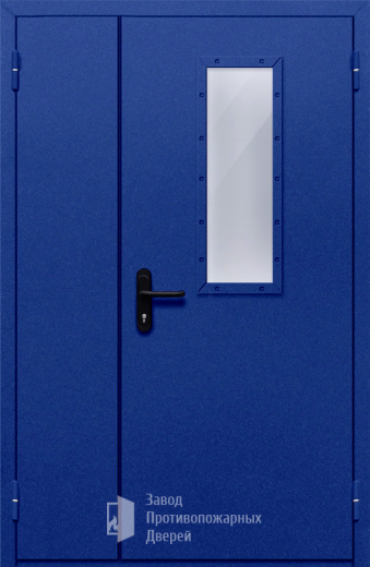 Фото двери «Полуторная со стеклом (синяя)» в Королеву