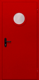 Фото двери «Однопольная с круглым стеклом (красная)» в Королеву