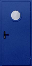 Фото двери «Однопольная с круглым стеклом (синяя)» в Королеву