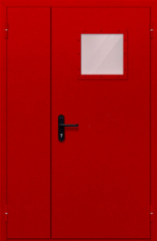Фото двери «Полуторная со стеклопакетом (красная)» в Королеву
