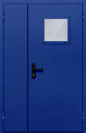 Фото двери «Полуторная со стеклопакетом (синяя)» в Королеву